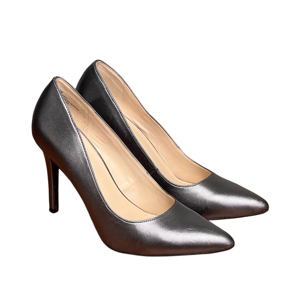 Nine West Finlay Pumps Silver Metallic Pointed Toe Stiletto Heels Size 7